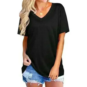 NWT Loose Fit V-Neckline Short Sleeve Solid Black T-Shirt